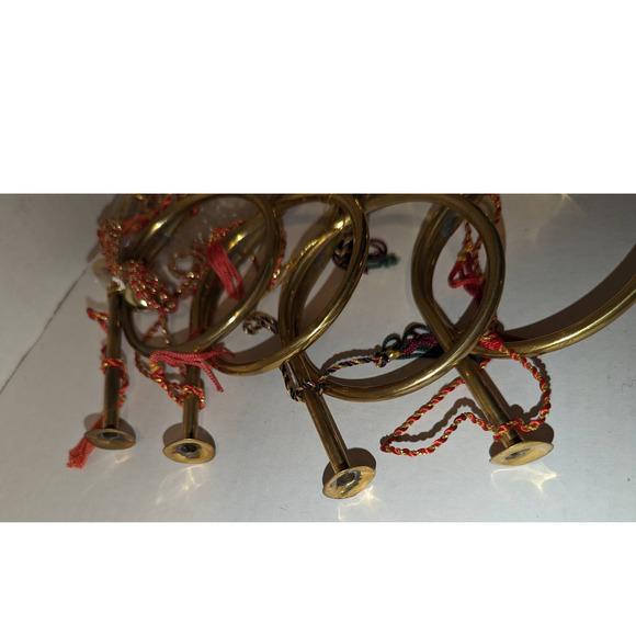 5 Handmade India Exotics Vtg Brass French Horn Bugle Tassel Ornament Christmas - Picture 8 of 11